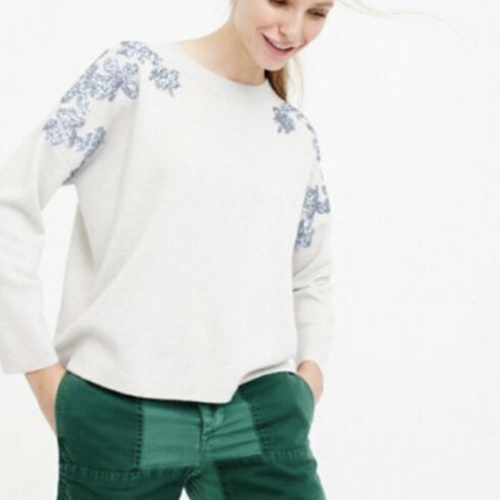J CREW Merino Wool Floral Sequin Sweater S